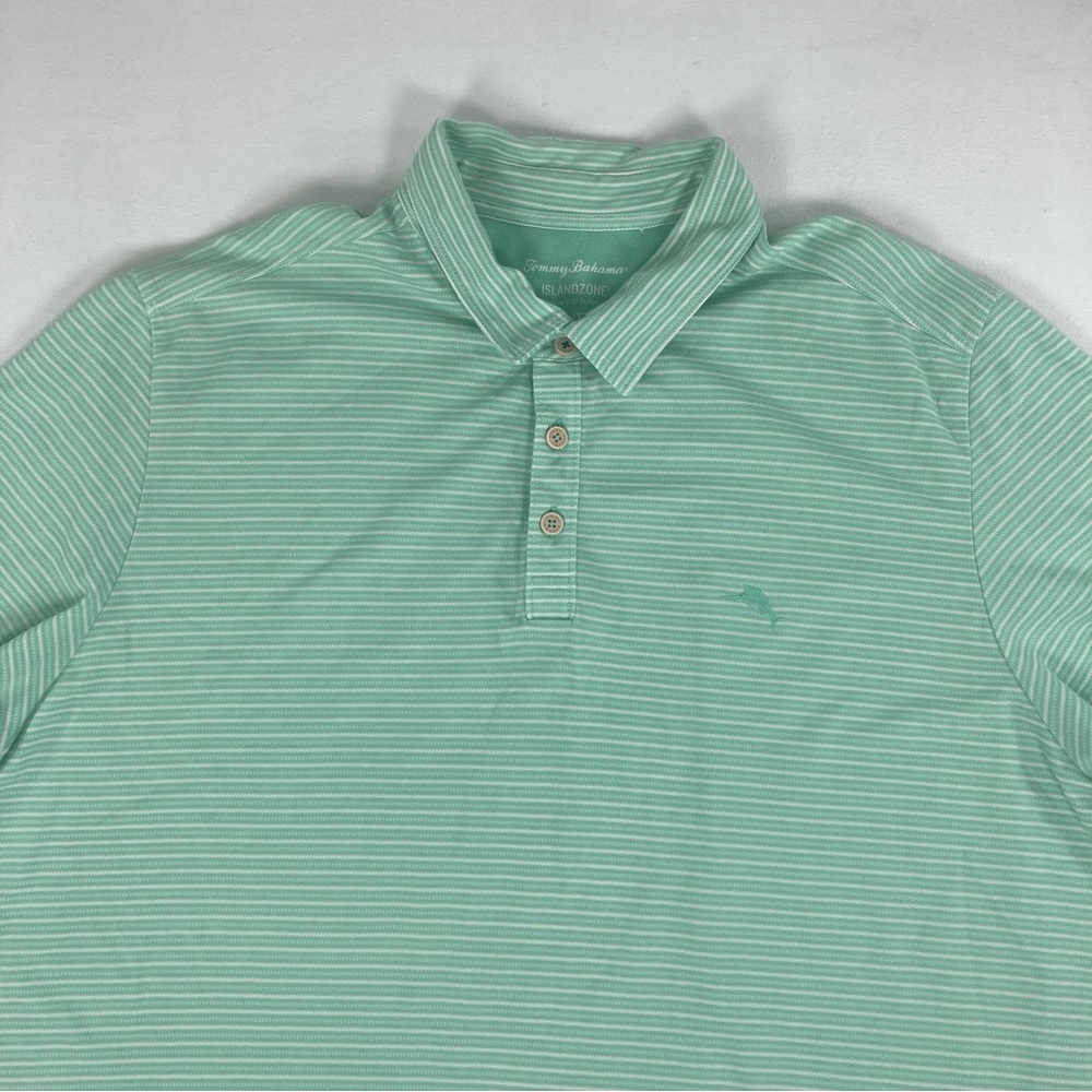 Tommy Bahama IslandZone Polo Shirt Mens XXL /TTG Green Solid Knit Soft Casual - Picture 3 of 15